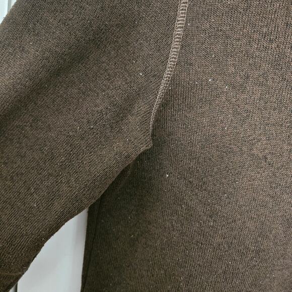 GH Bass & Co Mens Brown Henley Hooded Sweater Elbow Patches Y2K Size S - Picture 5 of 13